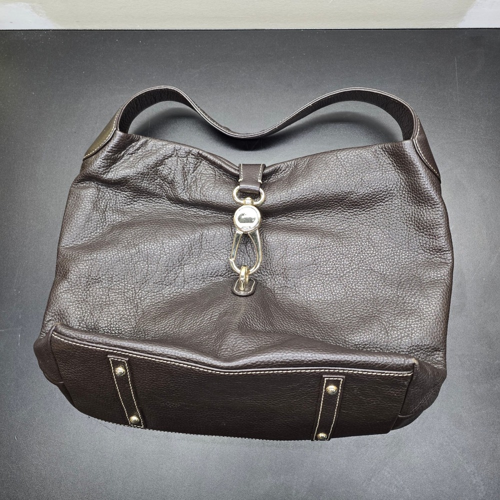 Dooney & Bourke Brown Pebbled Leather Hobo Shoulder Bag with Dust Bag